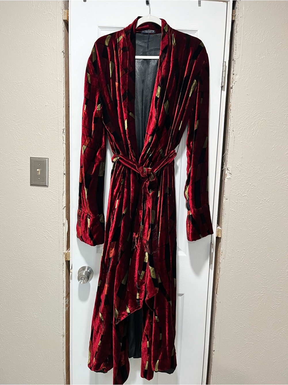Georgina von Etzdorf Made in England Velvet Wrap Robe Vintage Size Medium - Picture 5 of 6